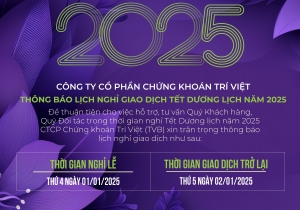 TVB THÔNG BÁO NGHỈ LỄ TẾT DƯƠNG LỊCH NĂM 2025